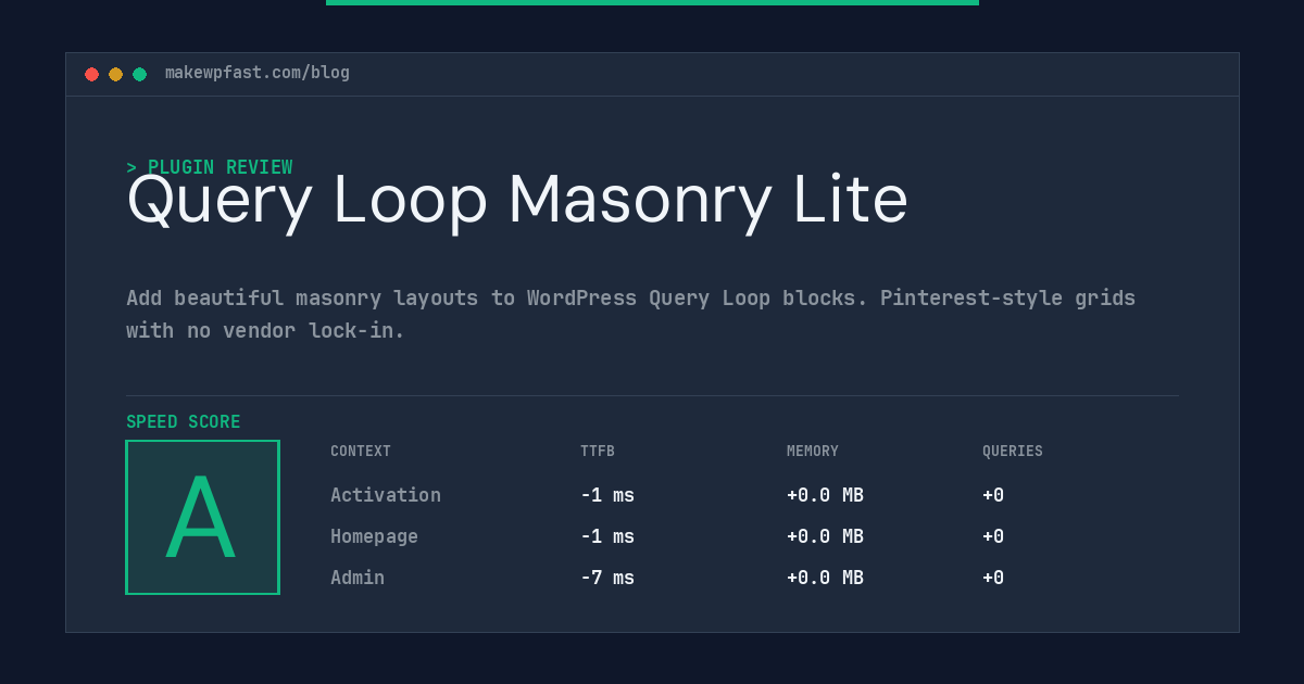 Query Loop Masonry Lite - MakeWPFast