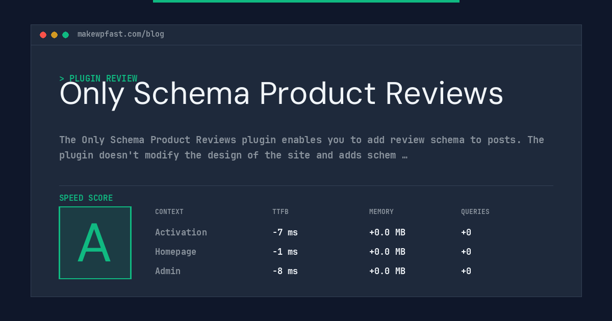 Only Schema Product Reviews - MakeWPFast