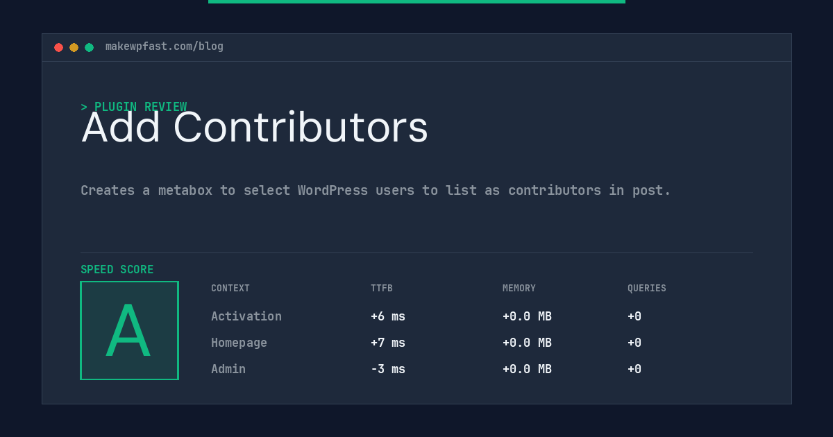 Add Contributors - MakeWPFast