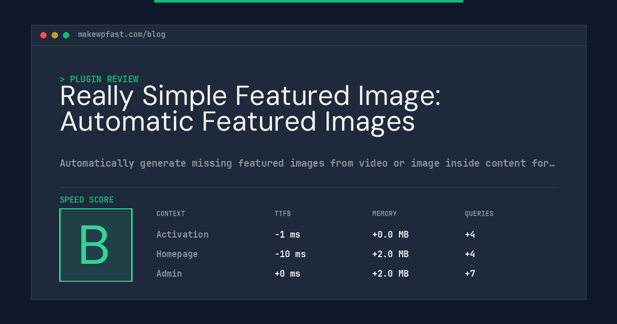 Really Simple Featured Image: Automatic Featured Images - MakeWPFast