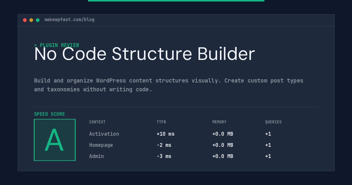 No Code Structure Builder - MakeWPFast