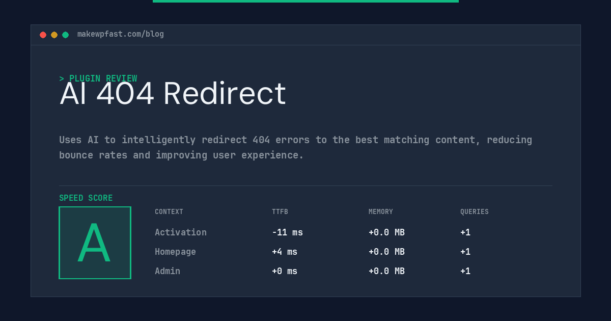 AI 404 Redirect - MakeWPFast