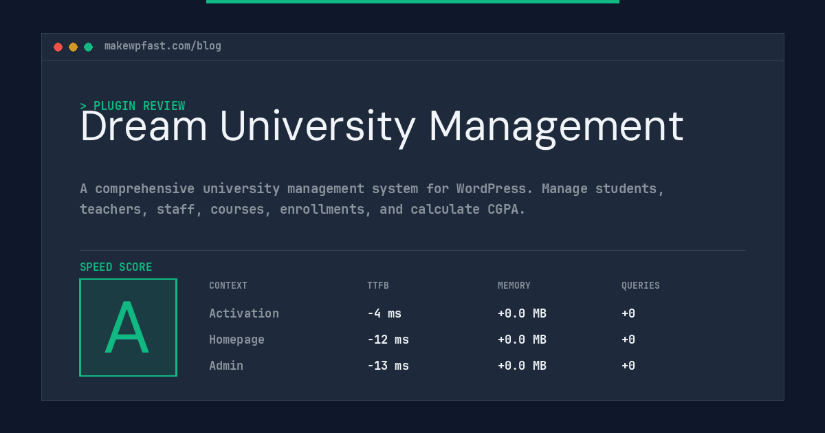 Dream University Management - MakeWPFast
