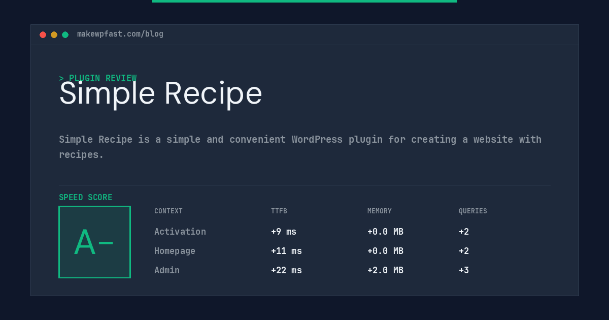 Simple Recipe - MakeWPFast