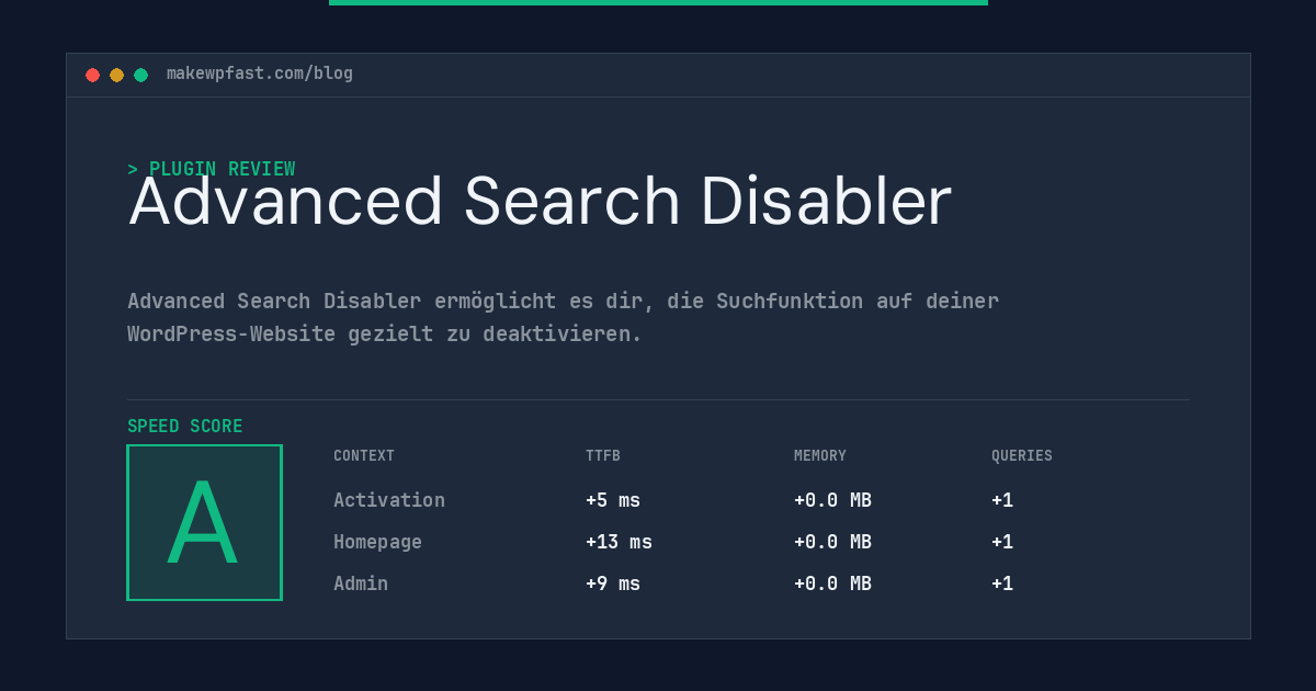 Advanced Search Disabler - MakeWPFast