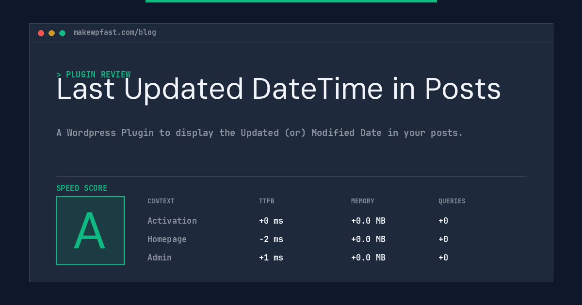 Last Updated DateTime in Posts - MakeWPFast