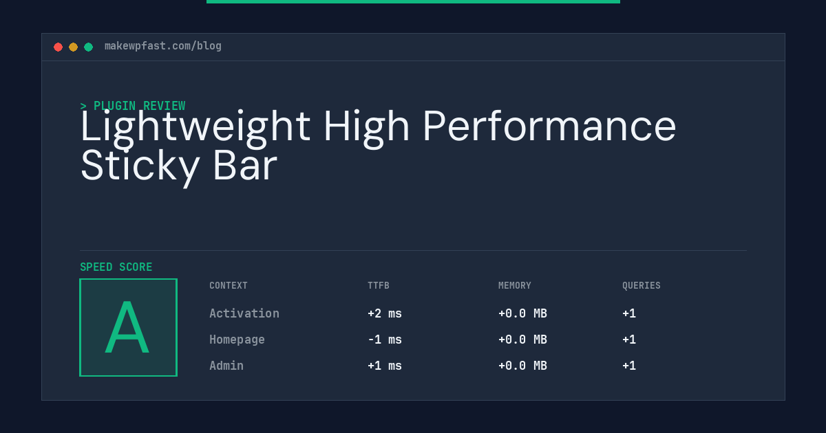 Lightweight High Performance Sticky Bar - MakeWPFast