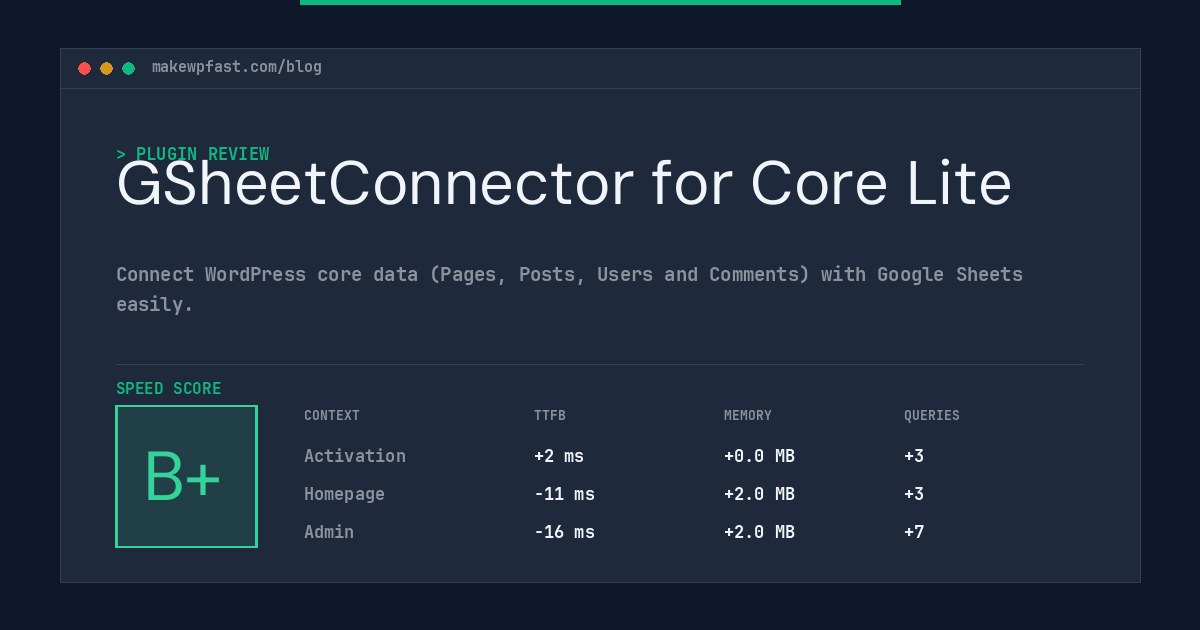 GSheetConnector for Core Lite - MakeWPFast