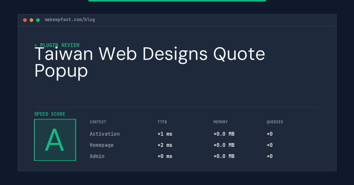 Taiwan Web Designs Quote Popup - MakeWPFast