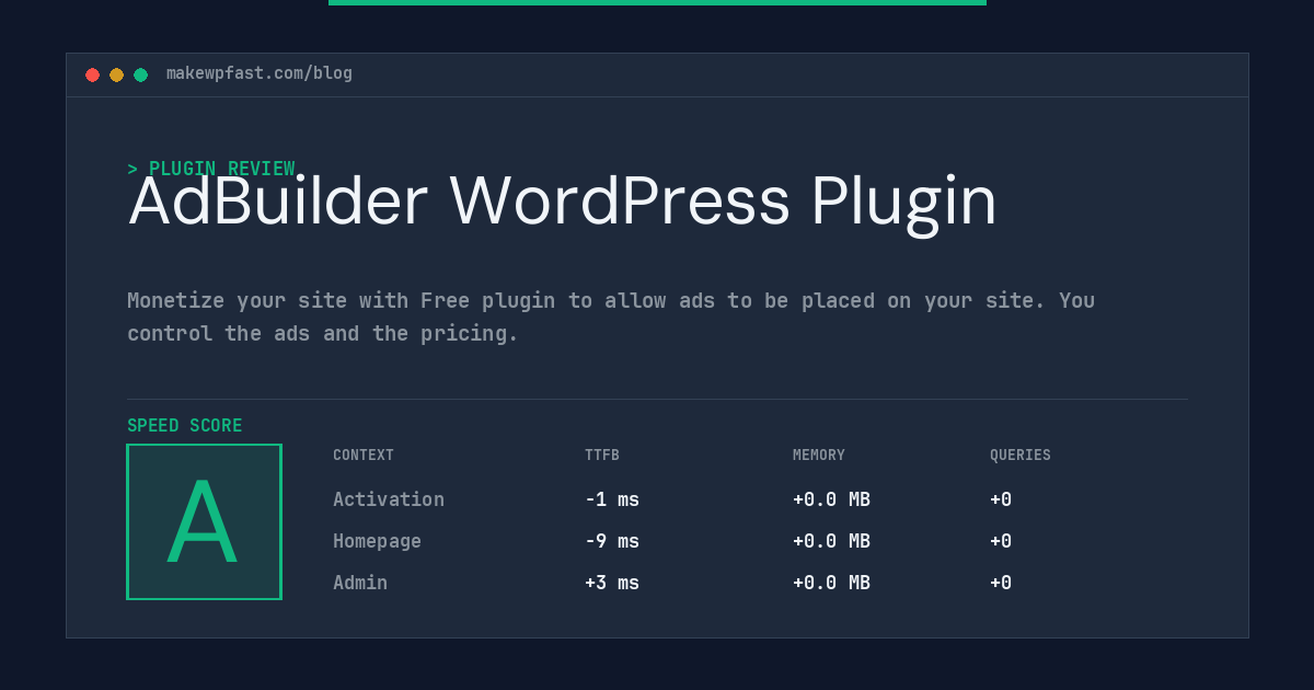 AdBuilder WordPress Plugin - MakeWPFast