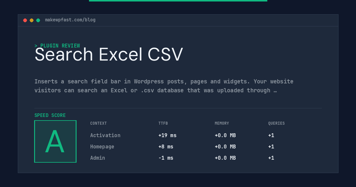 Search Excel CSV - MakeWPFast