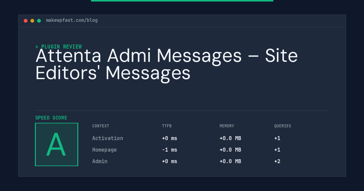 Attenta Admi Messages – Site Editors' Messages - MakeWPFast