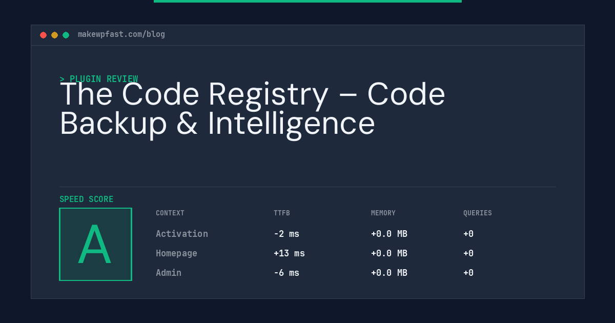 The Code Registry – Code Backup & Intelligence - MakeWPFast