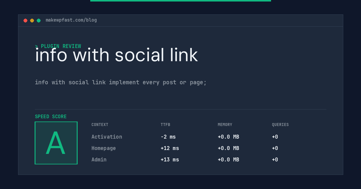 info with social link - MakeWPFast
