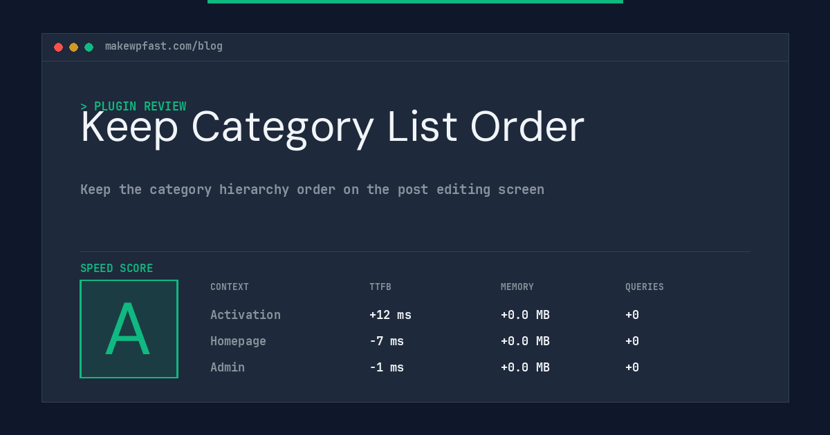 Keep Category List Order - MakeWPFast