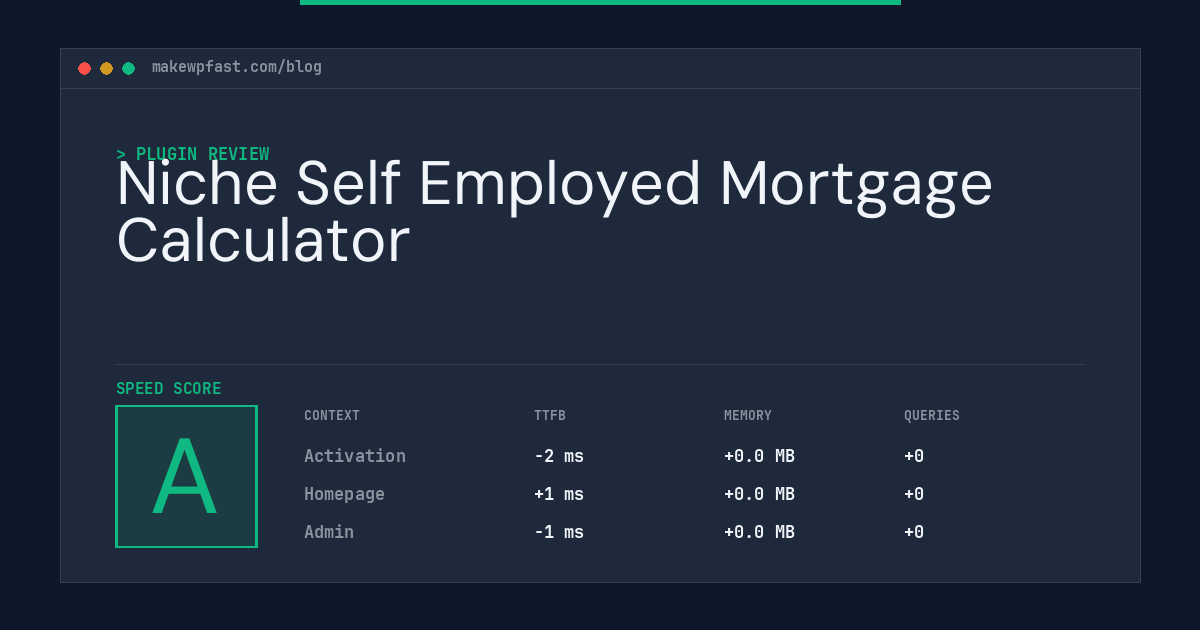 Niche Self Employed Mortgage Calculator - MakeWPFast