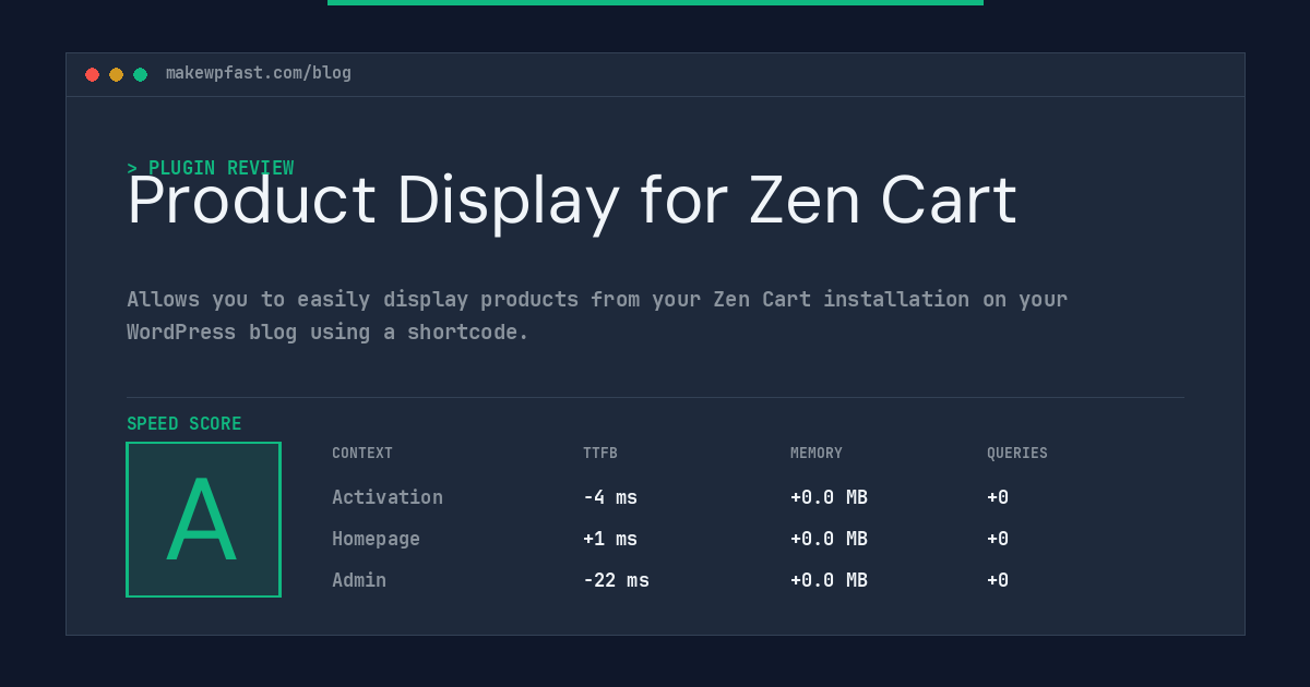 Product Display for Zen Cart - MakeWPFast