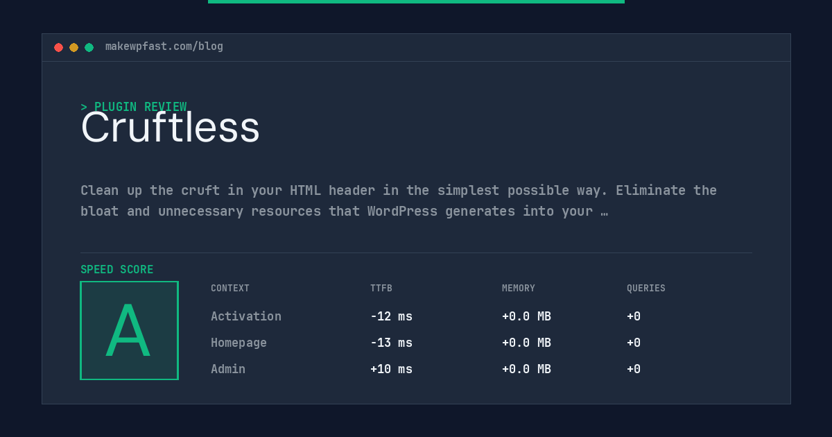 Cruftless - MakeWPFast