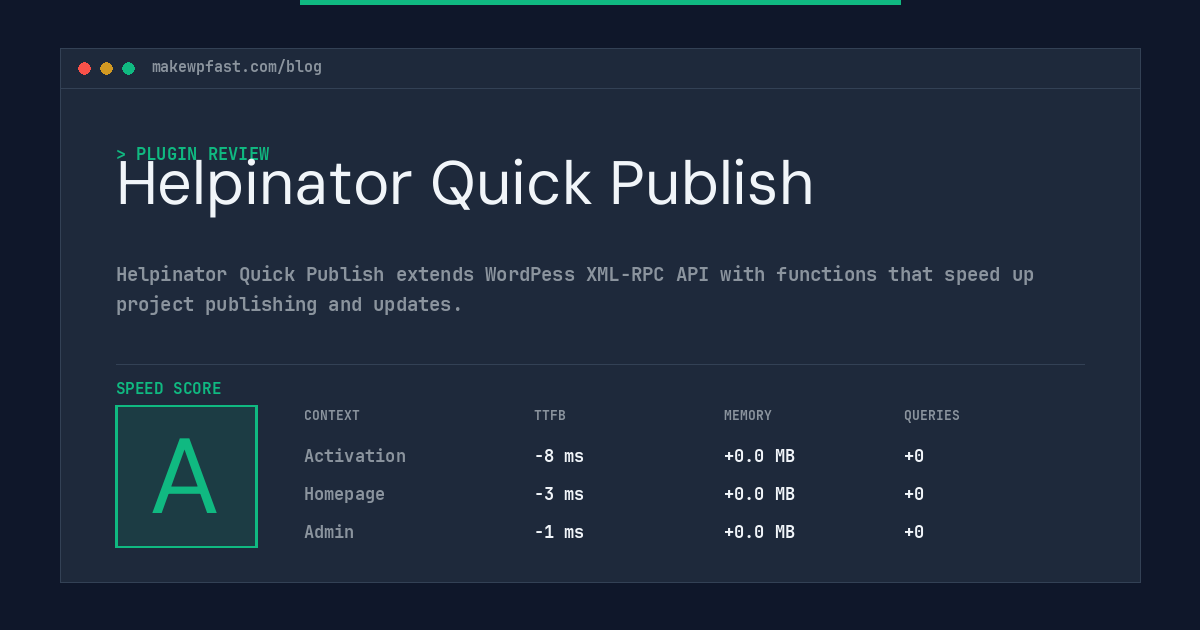 Helpinator Quick Publish - MakeWPFast