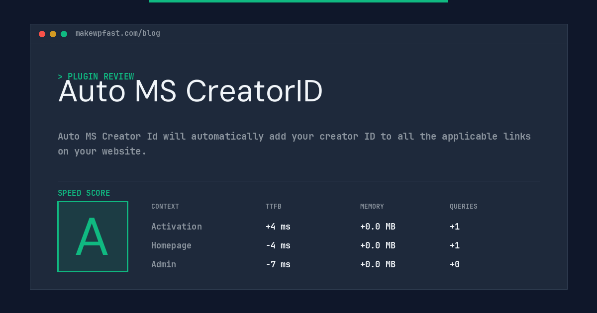 Auto MS CreatorID - MakeWPFast