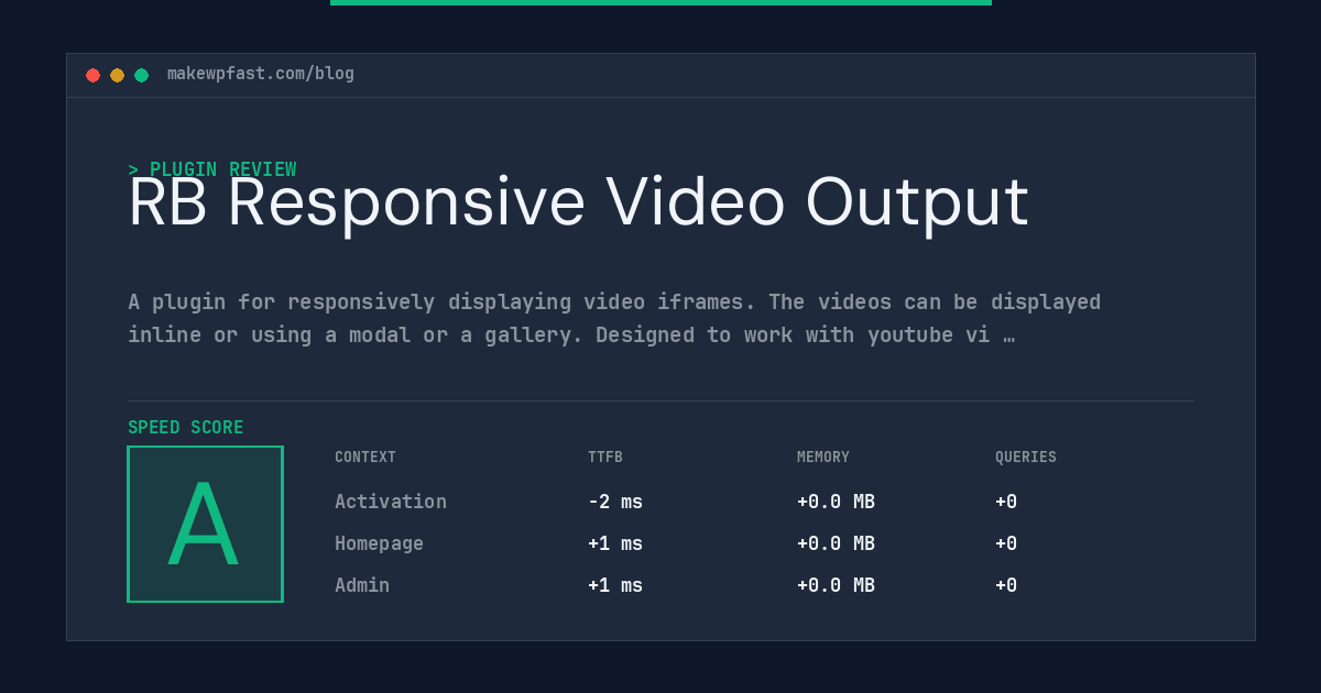 RB Responsive Video Output - MakeWPFast