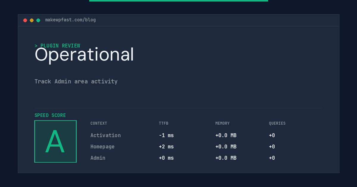 Operational - MakeWPFast