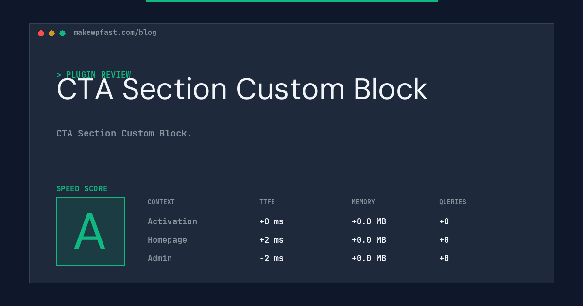 CTA Section Custom Block - MakeWPFast