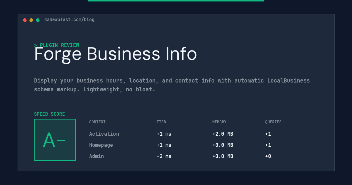 Forge Business Info - MakeWPFast