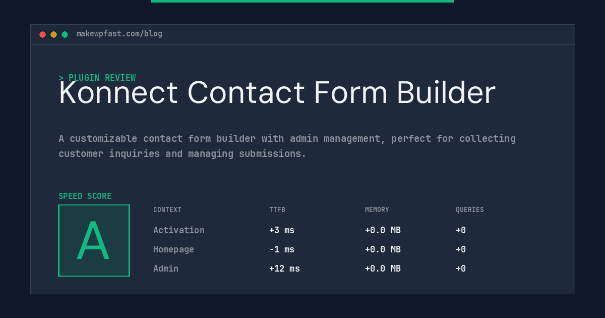 Konnect Contact Form Builder - MakeWPFast