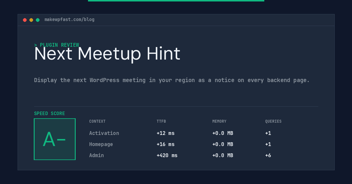 Next Meetup Hint - MakeWPFast