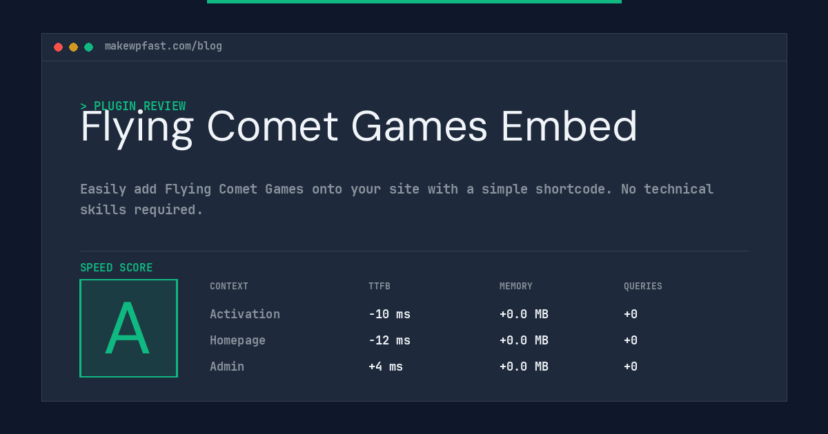 Flying Comet Games Embed - MakeWPFast
