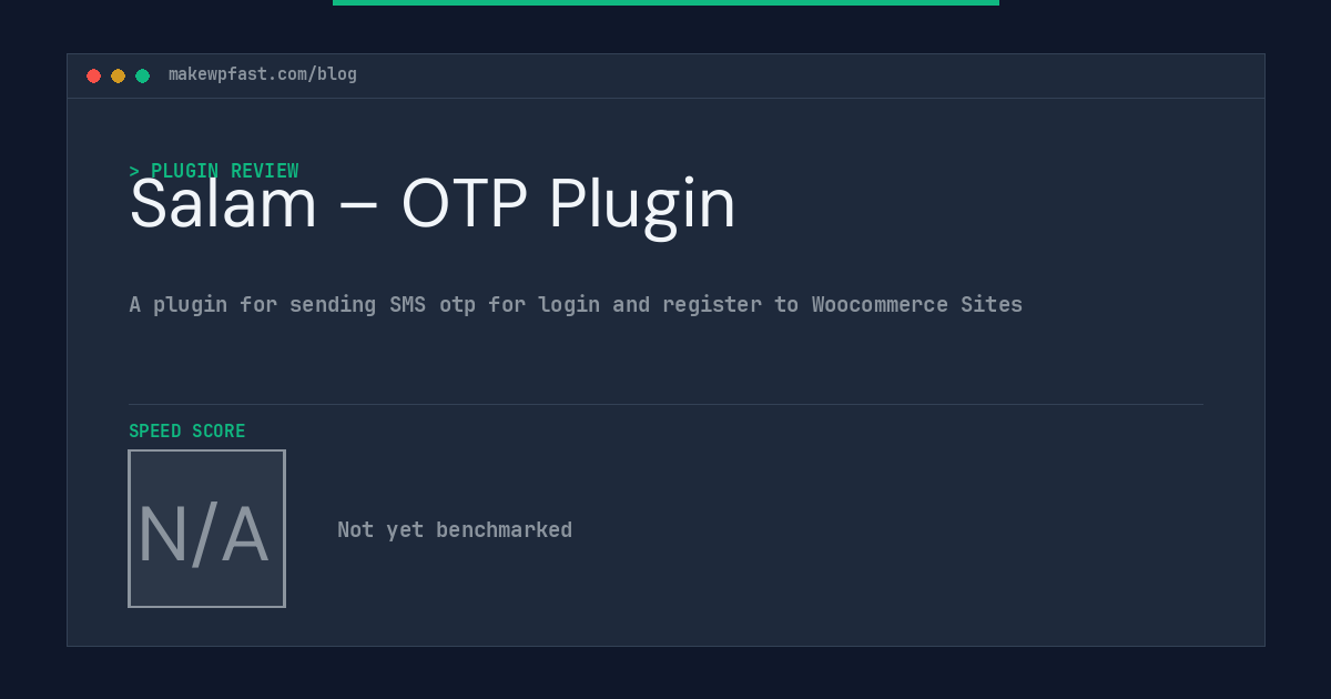 Salam – OTP Plugin - MakeWPFast