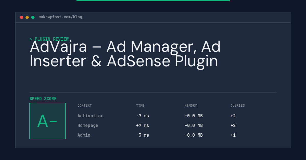 AdVajra – Ad Manager, Ad Inserter & AdSense Plugin - MakeWPFast