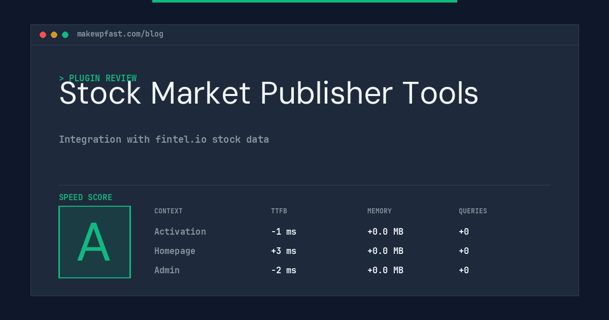 Stock Market Publisher Tools - MakeWPFast