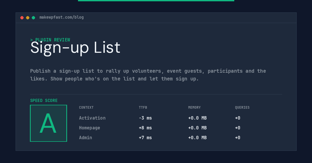 Sign-up List - MakeWPFast