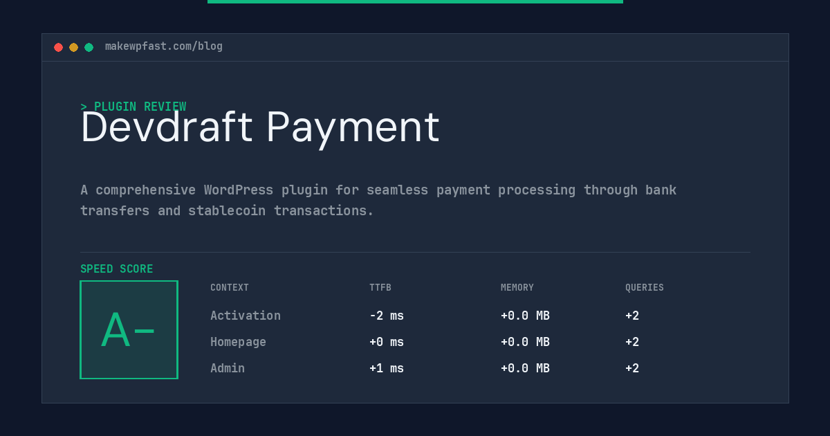 Devdraft Payment - MakeWPFast