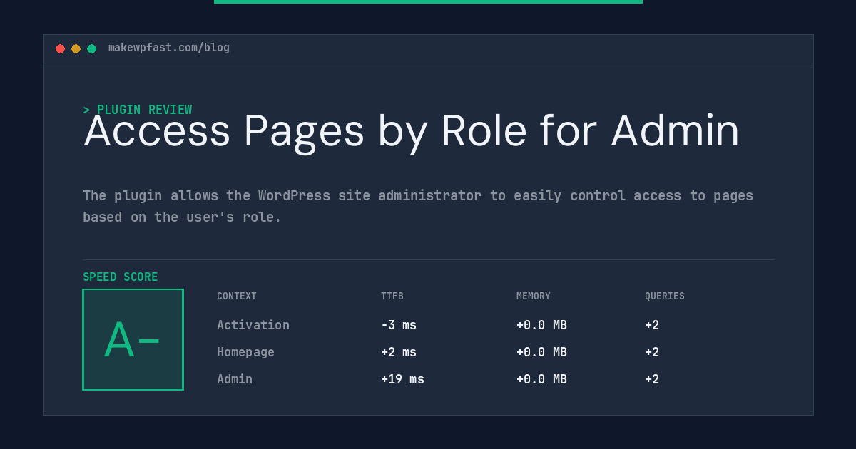 Access Pages by Role for Admin - MakeWPFast