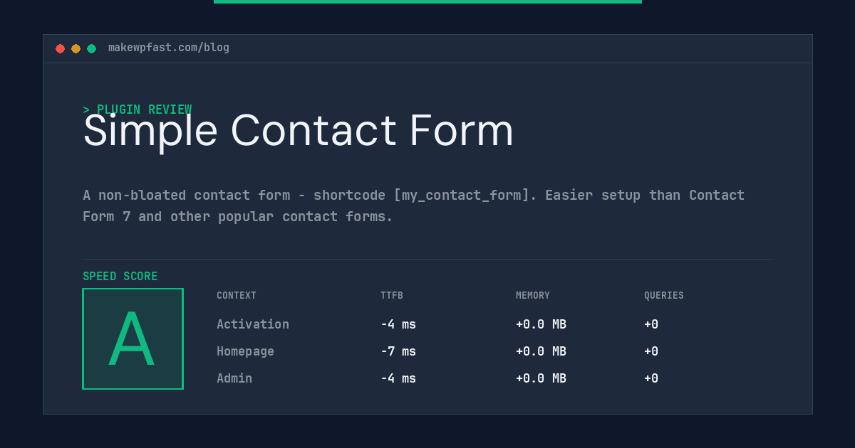Simple Contact Form - MakeWPFast
