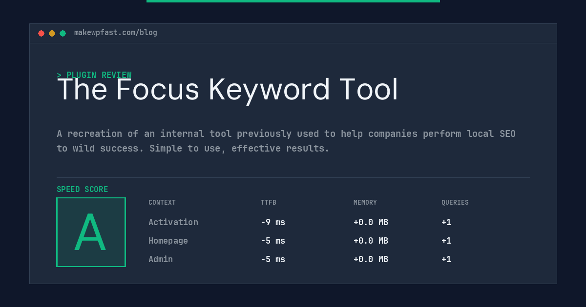 The Focus Keyword Tool - MakeWPFast
