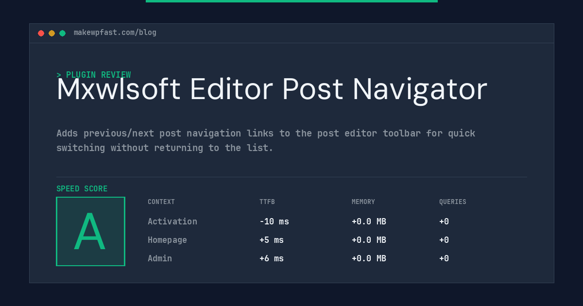 Mxwlsoft Editor Post Navigator - MakeWPFast