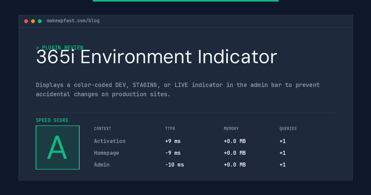 365i Environment Indicator - MakeWPFast