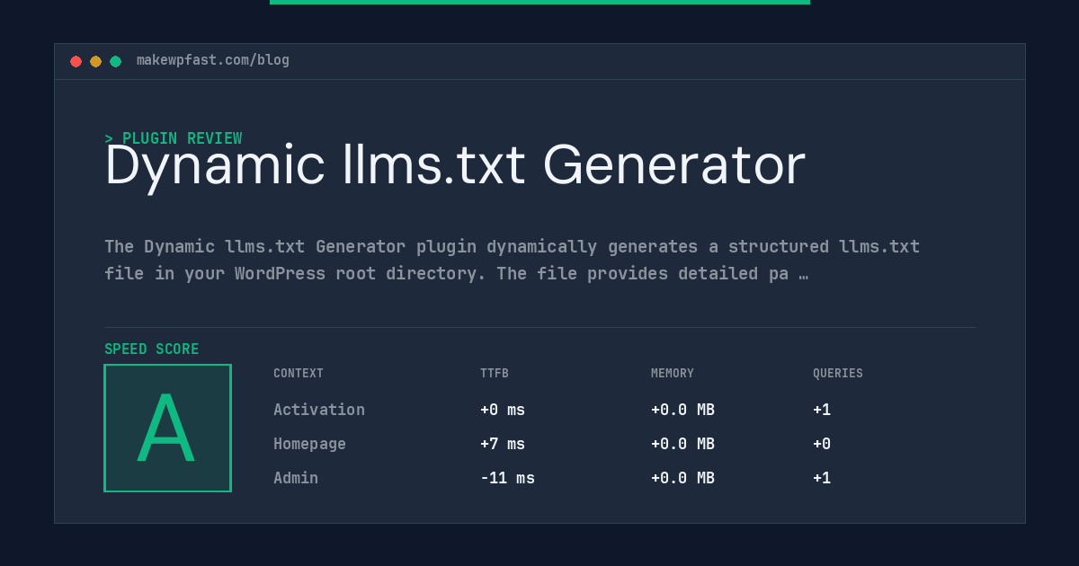 Dynamic llms.txt Generator - MakeWPFast