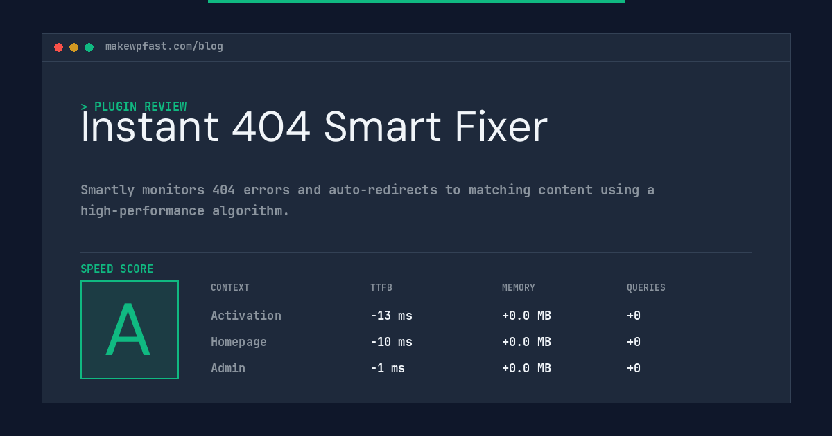 Instant 404 Smart Fixer - MakeWPFast