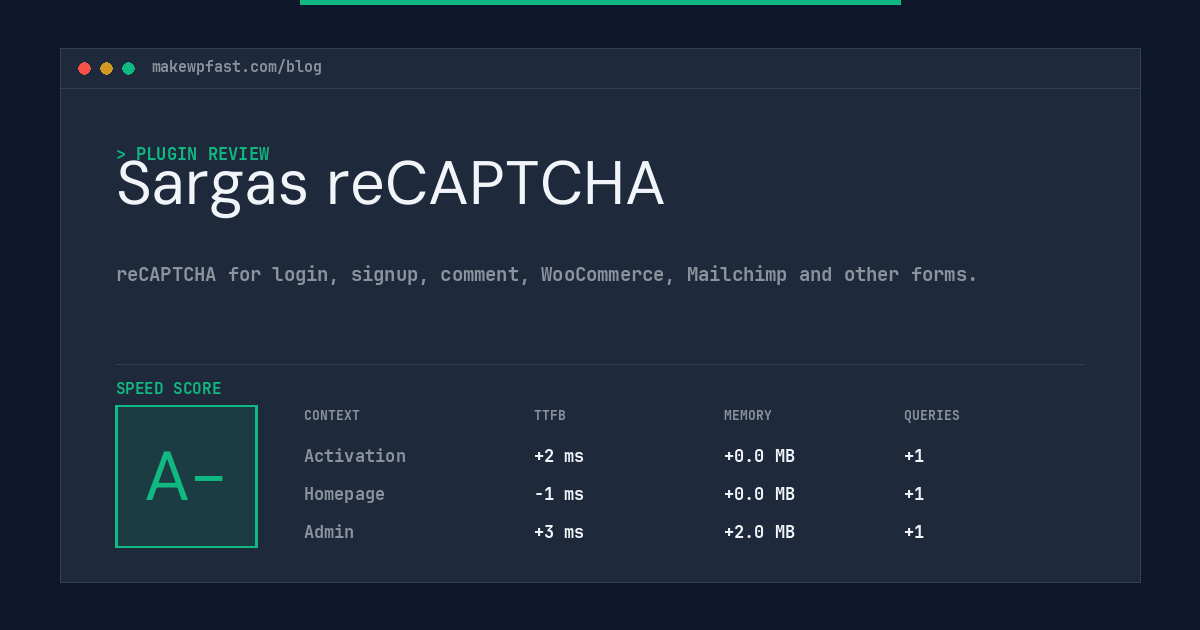 Sargas reCAPTCHA - MakeWPFast