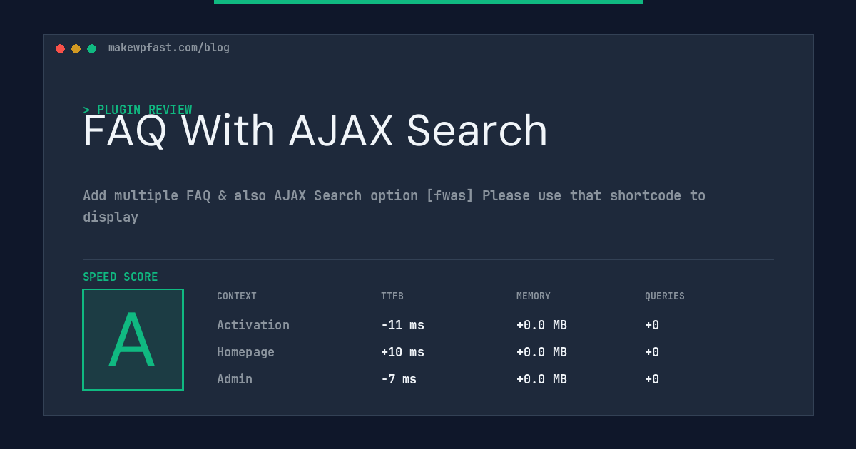 FAQ With AJAX Search - MakeWPFast