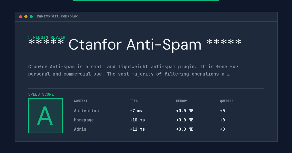 ***** Ctanfor Anti-Spam ***** - MakeWPFast