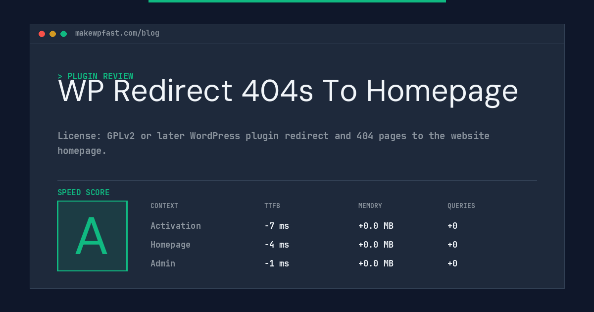 WP Redirect 404s To Homepage - MakeWPFast