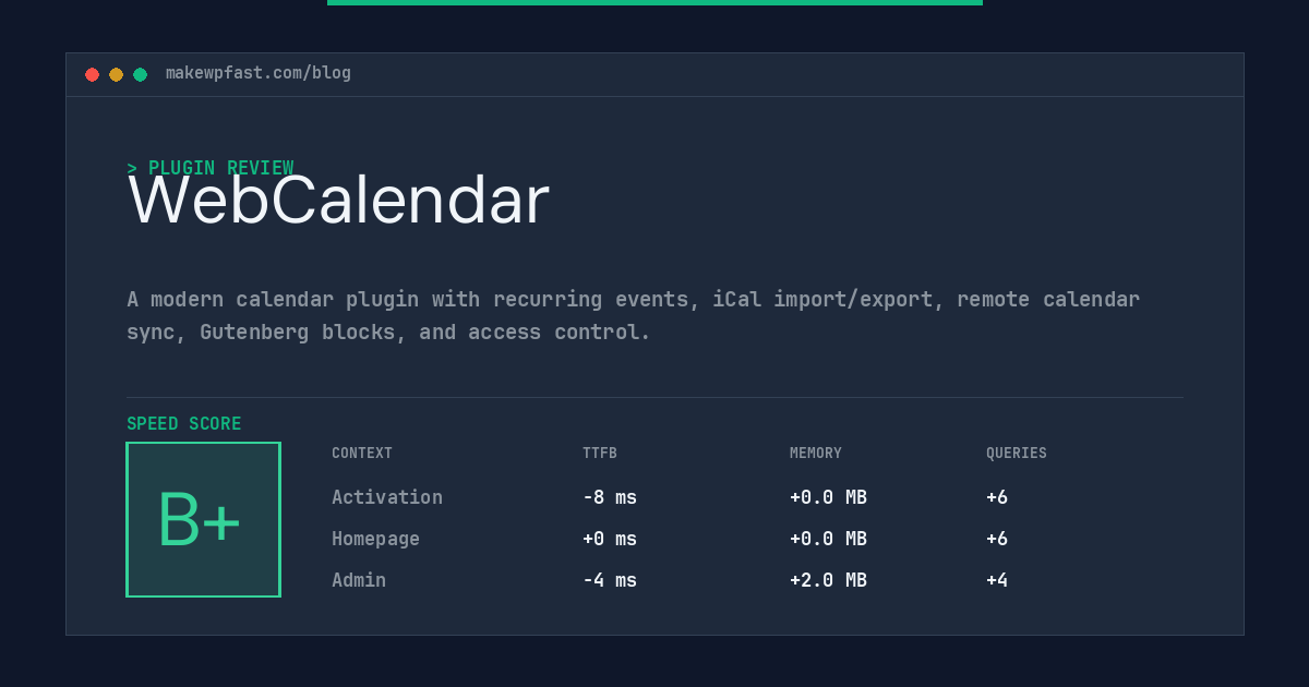 WebCalendar - MakeWPFast