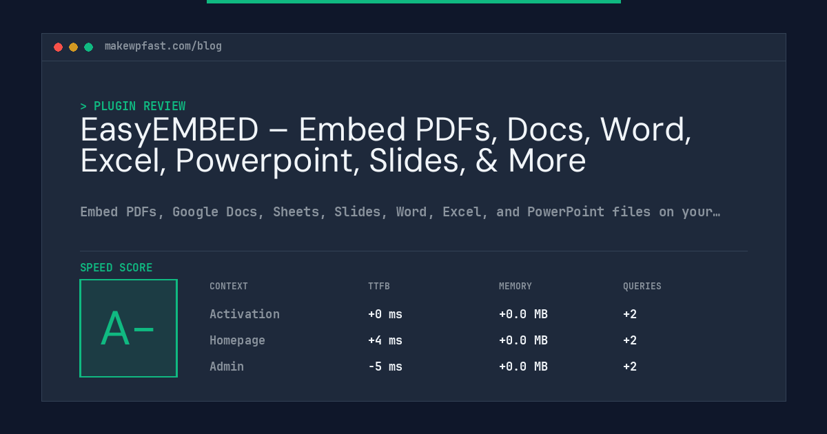 EasyEMBED – Embed PDFs, Docs, Word, Excel, Powerpoint, Slides, & More - MakeWPFast