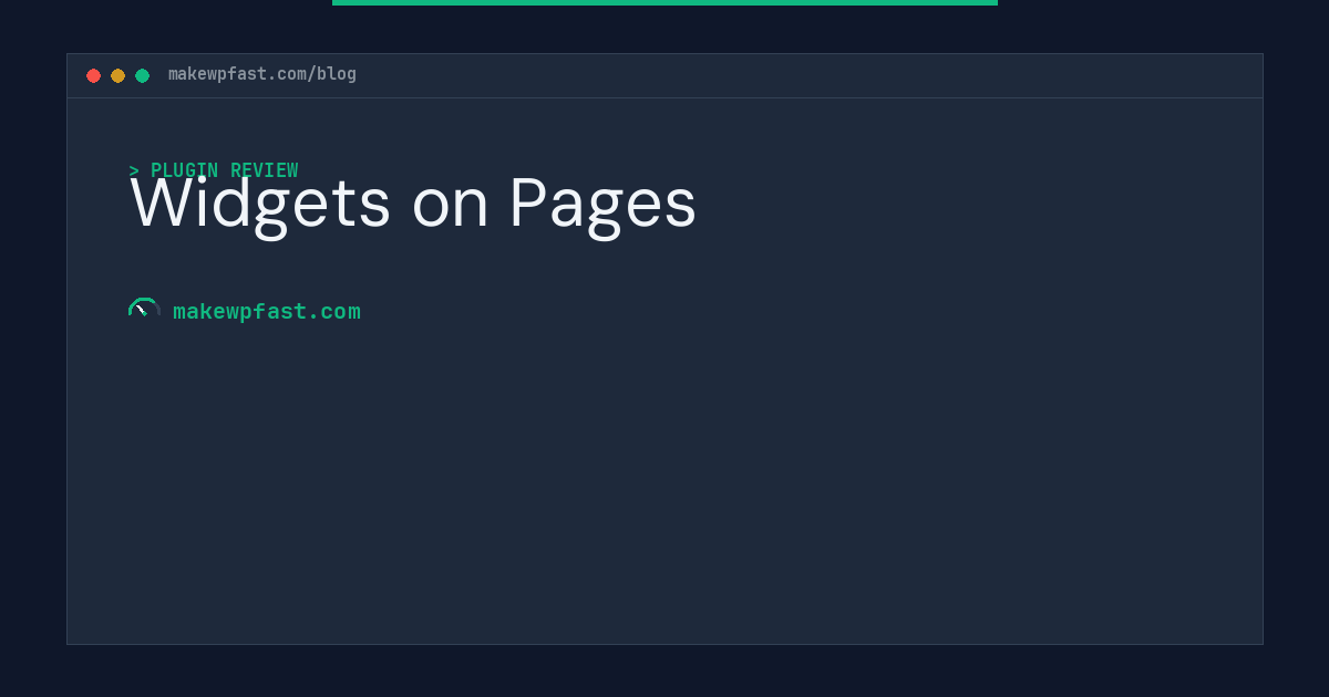 Widgets on Pages - MakeWPFast
